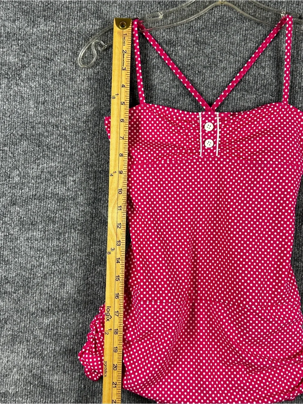 NWT Lands End Girls Hot Pink Polka Dot Ruffle One Piece Swimsuit Bathing Suit 14
